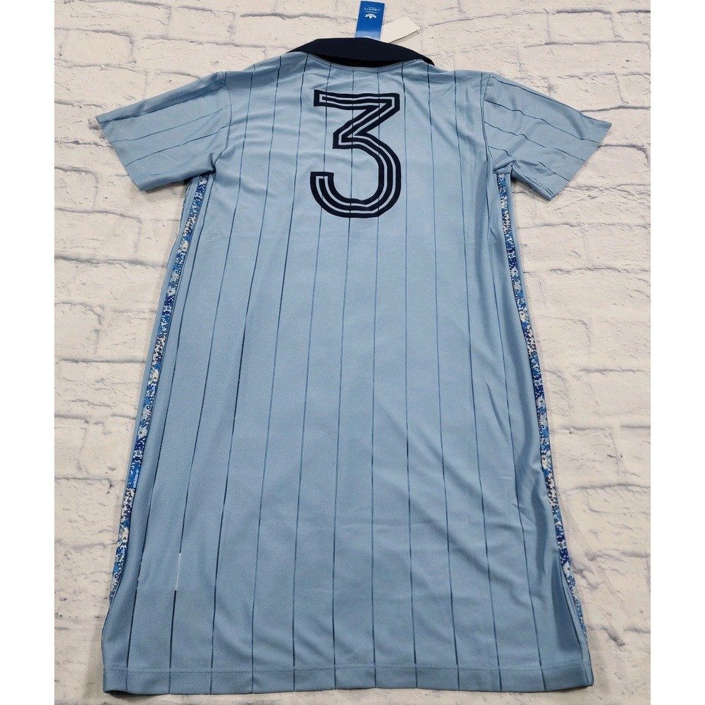 adidas Originals x Liberty London WOMENS S Blue Tonal Soccer Jersey Dress JC5313 - Picture 10 of 12